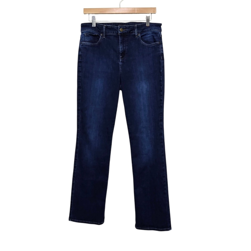 NYDJ Marilyn Straight Leg Jeans Dark Indigo Blue Lift Tuck Size 12 High Rise